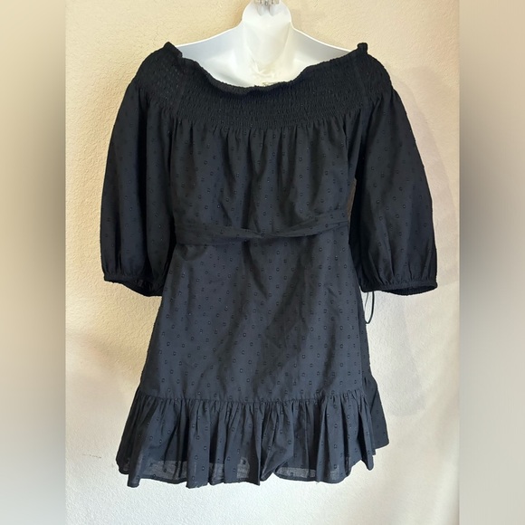 Revolve Tularosa Maida Black Ruffle Off the Shoulder Tie Waist Mini Dres… - Picture 6 of 8